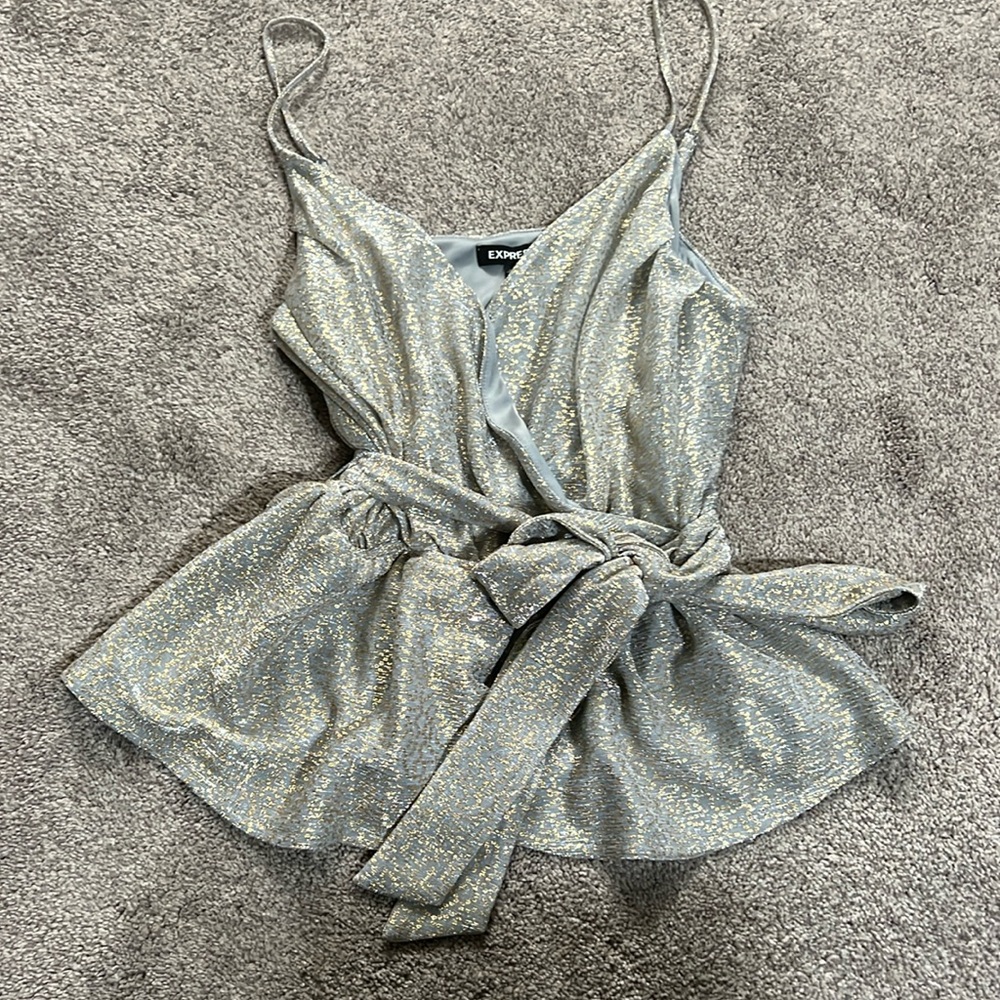 Gold and Blue Glittery Top
